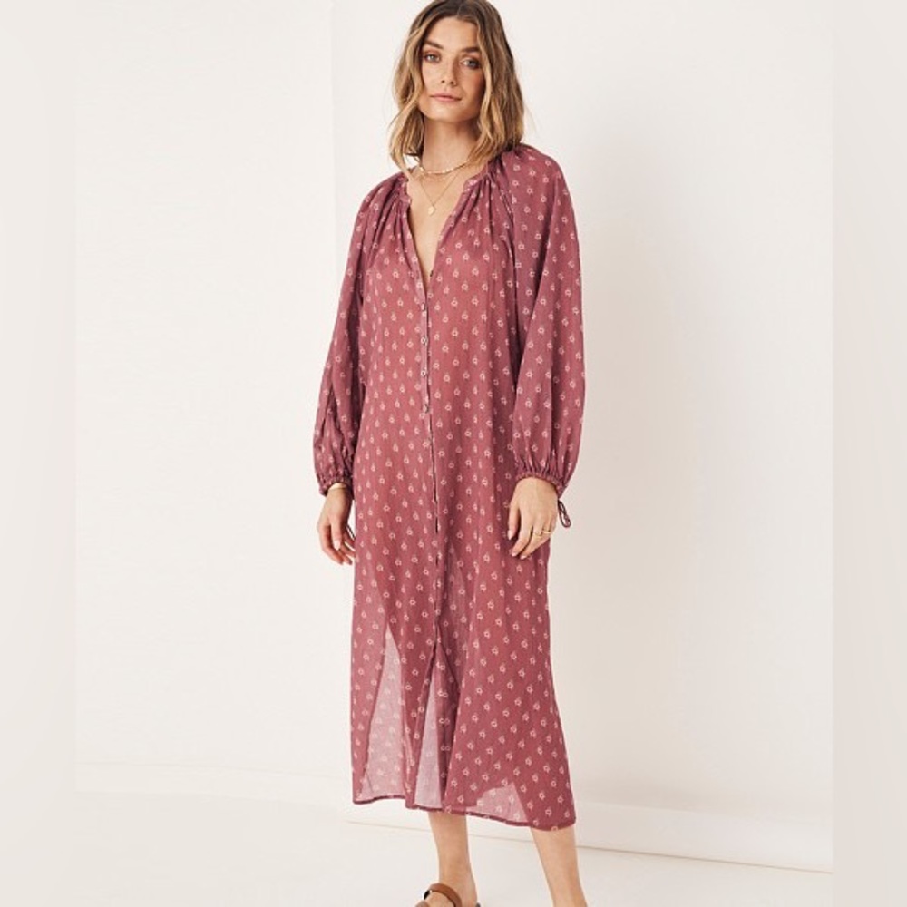 Spell Utopia Button Through Midi Dress Berry
